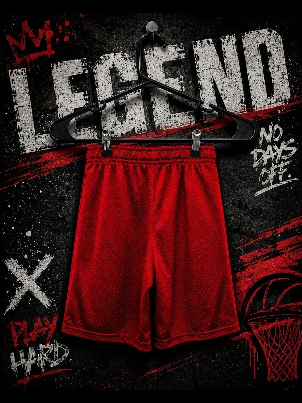 Athletic Works Kids Red Mesh Basketball Shorts Size L